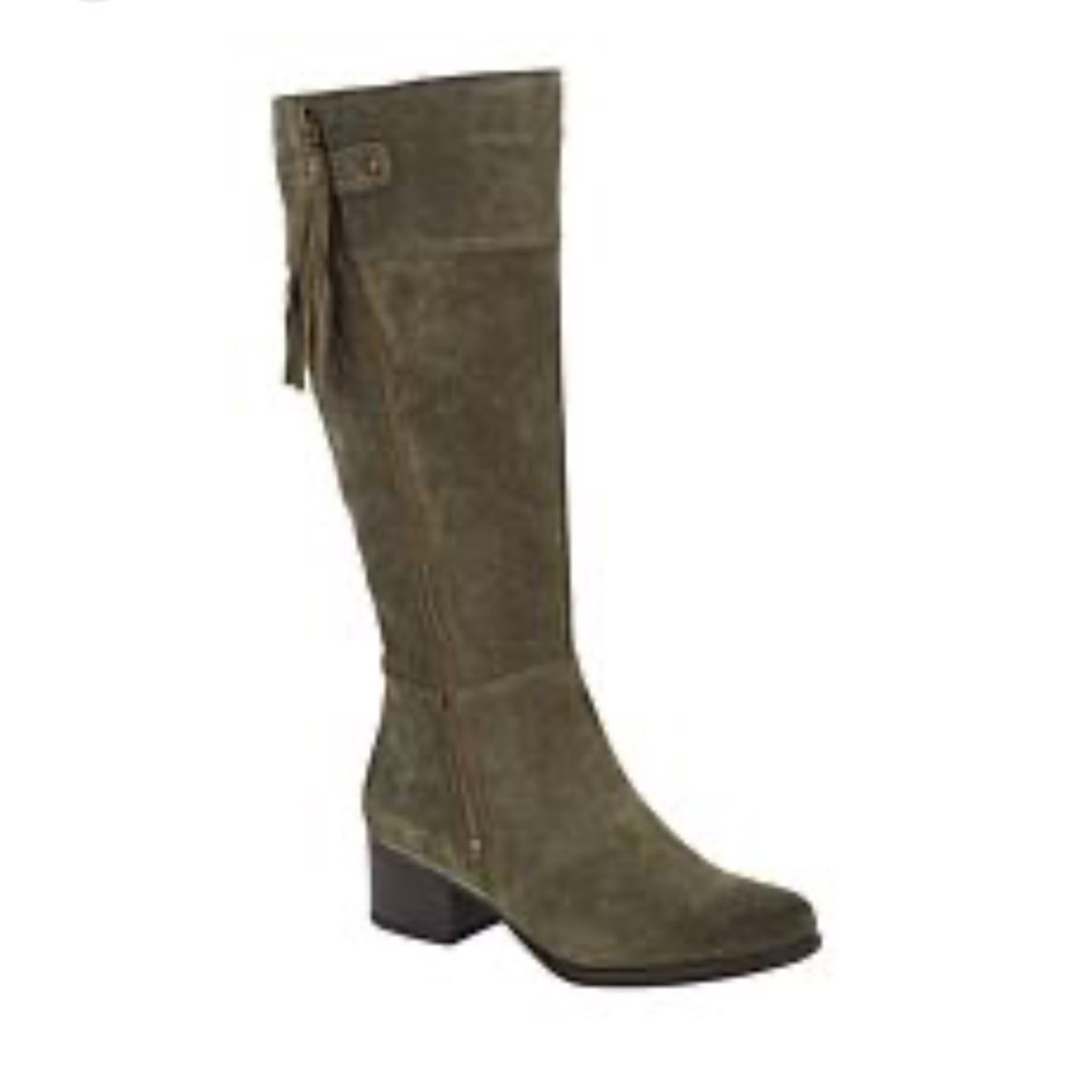 Naturalizer Olive Heeled Suede Boots NEW wide calf